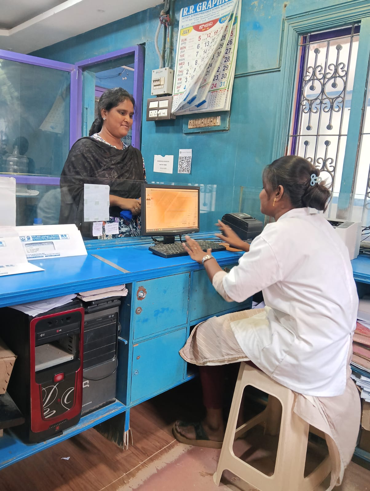 Reception and patient registration desk