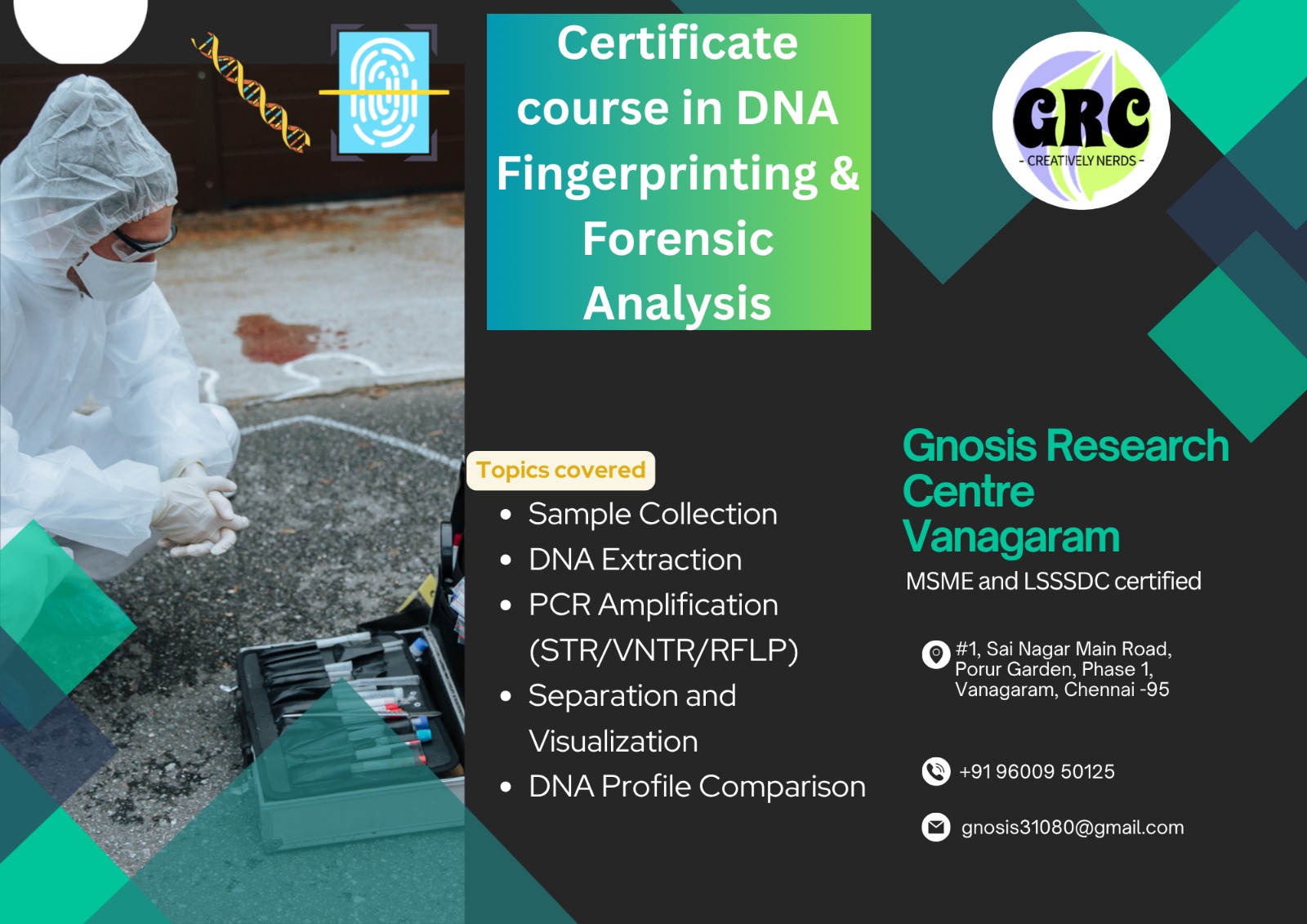 DNA fingerprinting and forensic analysis certificate course brochure