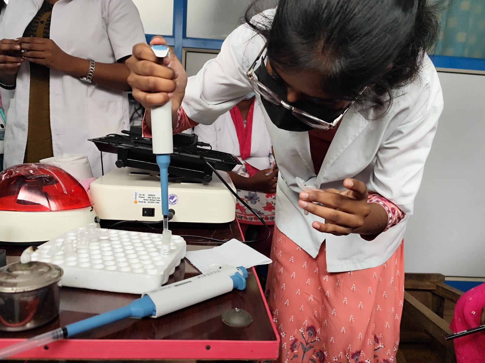 Students training on lab instruments