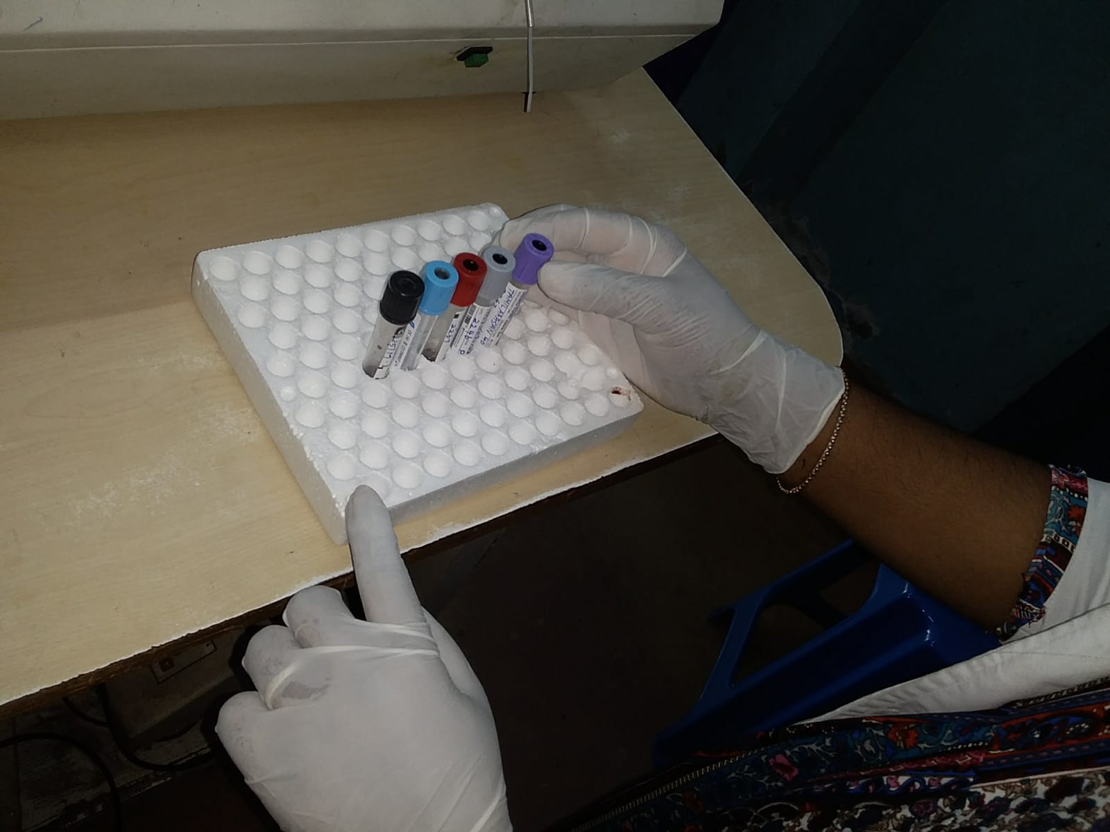 Student reviewing an X-ray image on a diagnostic workstation
